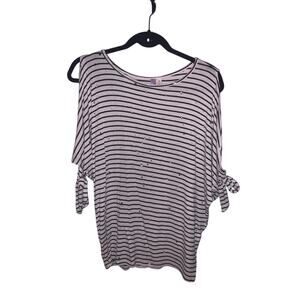 Alya Distressed Striped Top White/Black